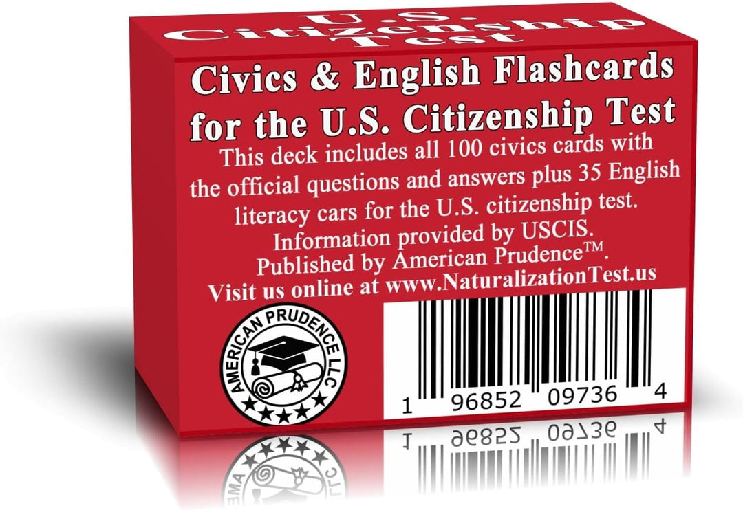 Civics and English Flashcards to Study for The US citizenship Test with All 100 USCIS Illustrated Qu