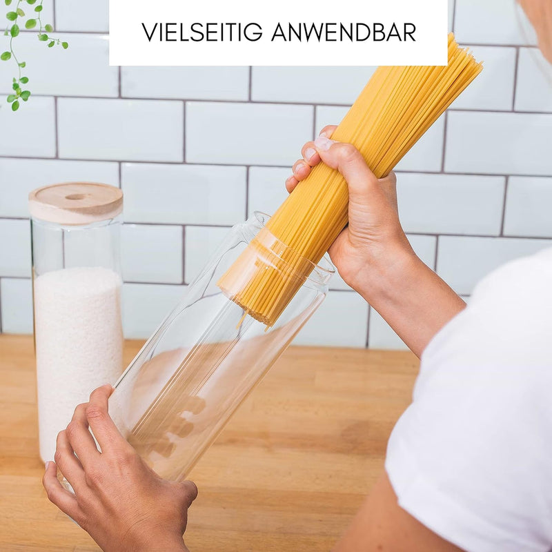 Econovo® Vorratsgläser mit Deckel Set 1500ml (2-teilig) aus Borosilikatglas, stapelbar und luftdicht