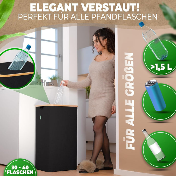 Pfandflaschen Sammelbehälter mit Reissverschluss | Pfandbehälter mit Einwurf | Ideal als Pfandflasch