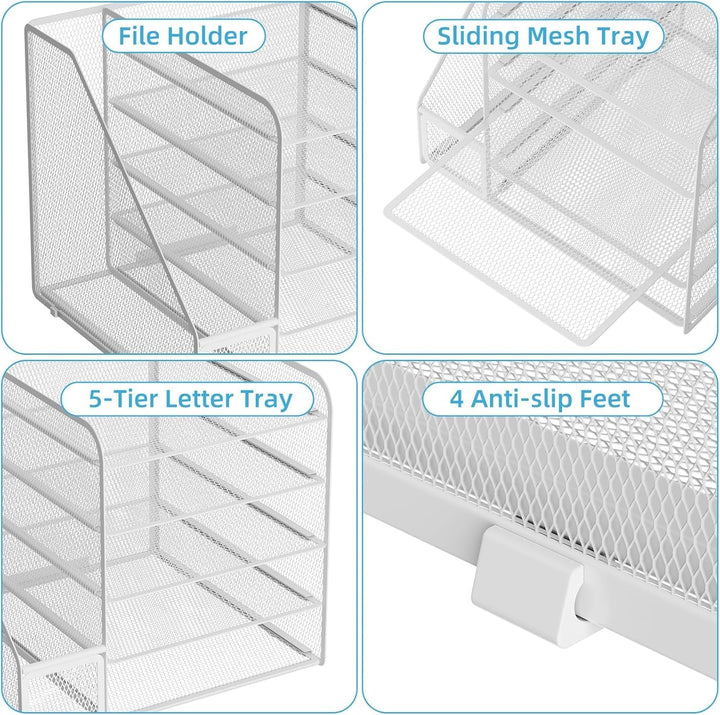 Marbrasse Schreibtisch Organizer und Büro Zubehör,5-Tier Briefablage,Mesh Büro Organizer für Schreib