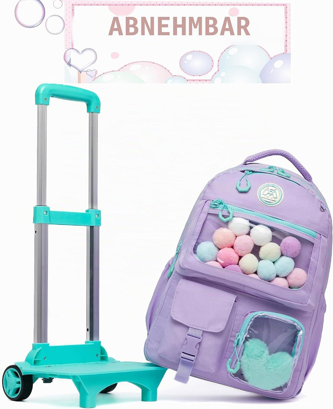 HTgroce Lila Süsser Kinder Trolley Rucksack Schultasche Schulranzen Mädchen schultrolleys Schulrucks