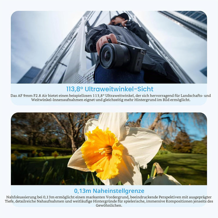 VILTROX AF 9mm F2.8 Air APS-C Objektiv für Sony E-Mount, 113,8° Ultraweitwinkel STM Prime Autofokus-
