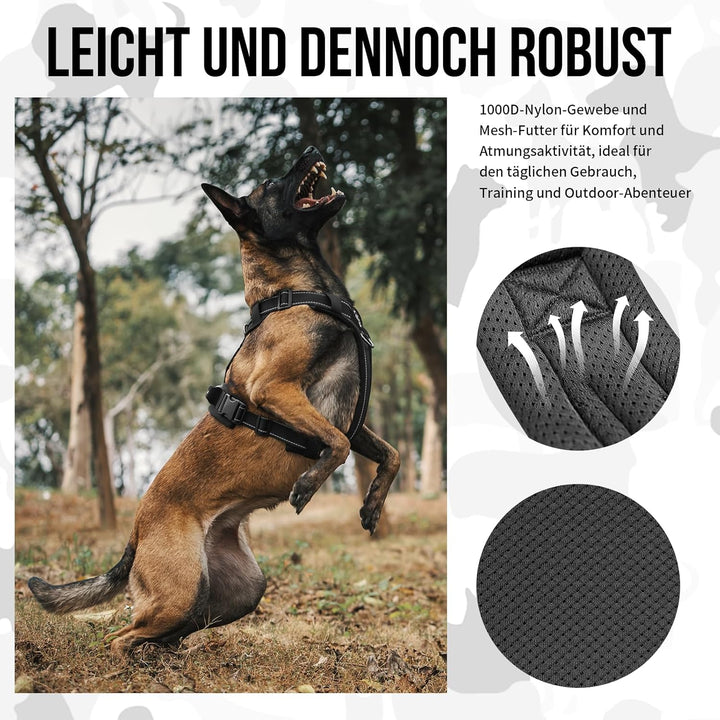 OneTigris Hundegeschirr, Diesel Einstellbar Taktisches Geschirr Weich Gepolstert Brustgeschirr für m