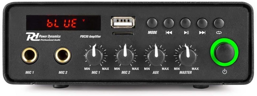 Power Dynamics PCD30 kompakter Verstärker mit dualer Stromversorgung, Bluetooth - 30 Watt - 12 Volt