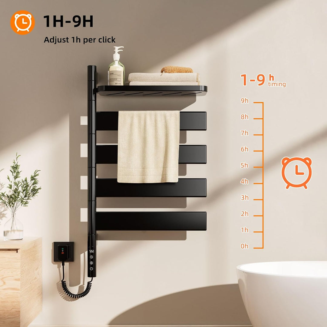 SKYLYZH Badheizkörper Elektrisch, 450×770mm, 120W, WiFi Schwarz Elektrischer Handtuchheizkörper, für