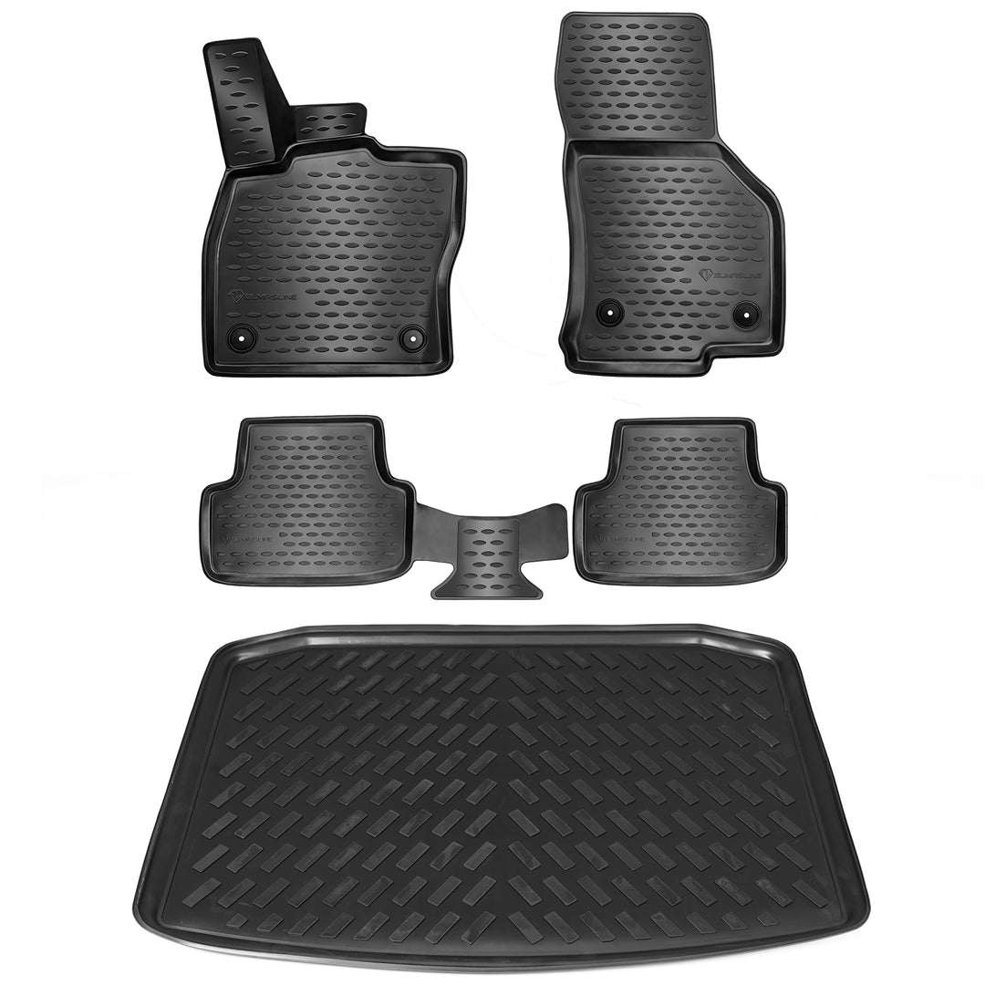 ELMASLINE 3D Gummimatten &amp; Kofferraumwanne Set für VW Tiguan Allspace (unterer Ladeboden) 5-Sitzer |