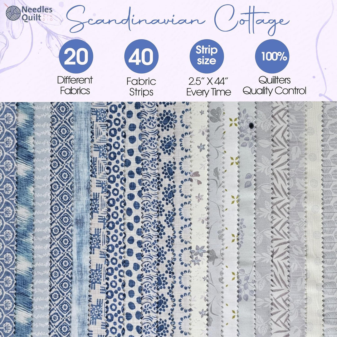 Needles Quilt Studio – 6,3 cm vorgeschnittene 40 StoffstreifenBündel (skandinavisches Landhaus) | Ba