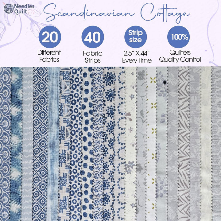 Needles Quilt Studio – 6,3 cm vorgeschnittene 40 StoffstreifenBündel (skandinavisches Landhaus) | Ba