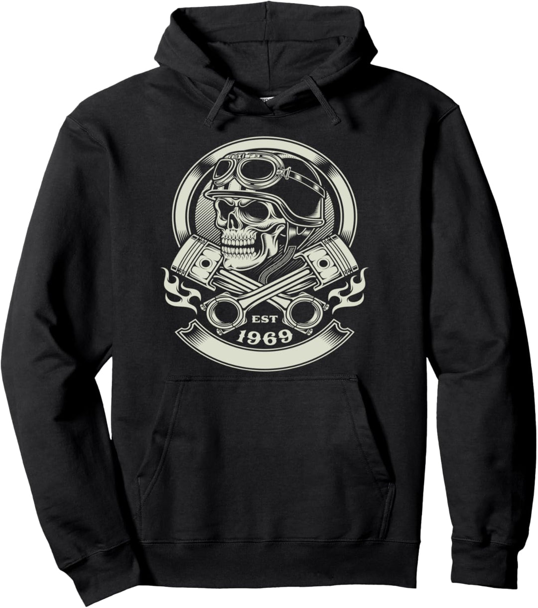 Schädel-Radfahrer-Motorrad-Drossel-Geburtstag Pullover Hoodie