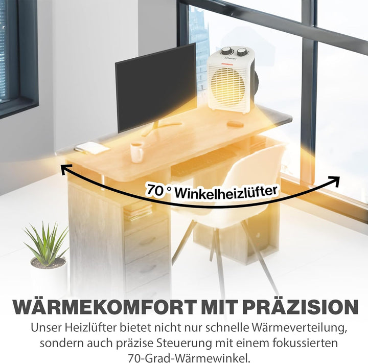 Bomann® mobiler & kompakter Heizlüfter | Heizlüfter 2000W & 1000W | Heizkörper mit Ventilatorfunktio