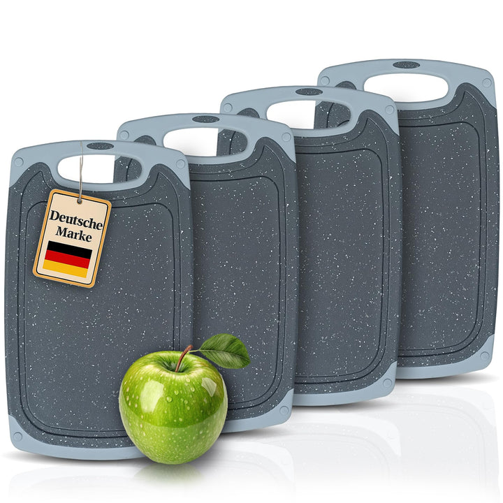 4 grosse Frühstücksbrettchen aus Kunststoff, 32x20 cm, Schneidebrett Set,spülmaschinenfest, beidseit