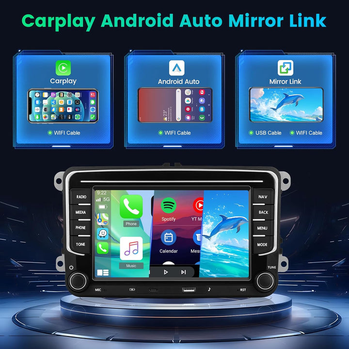 [4+64G] Android Car Stereo für VW Golf 5 6 Passat Polo Tiguan Touran Caddy Skoda Seat mit Wireless C