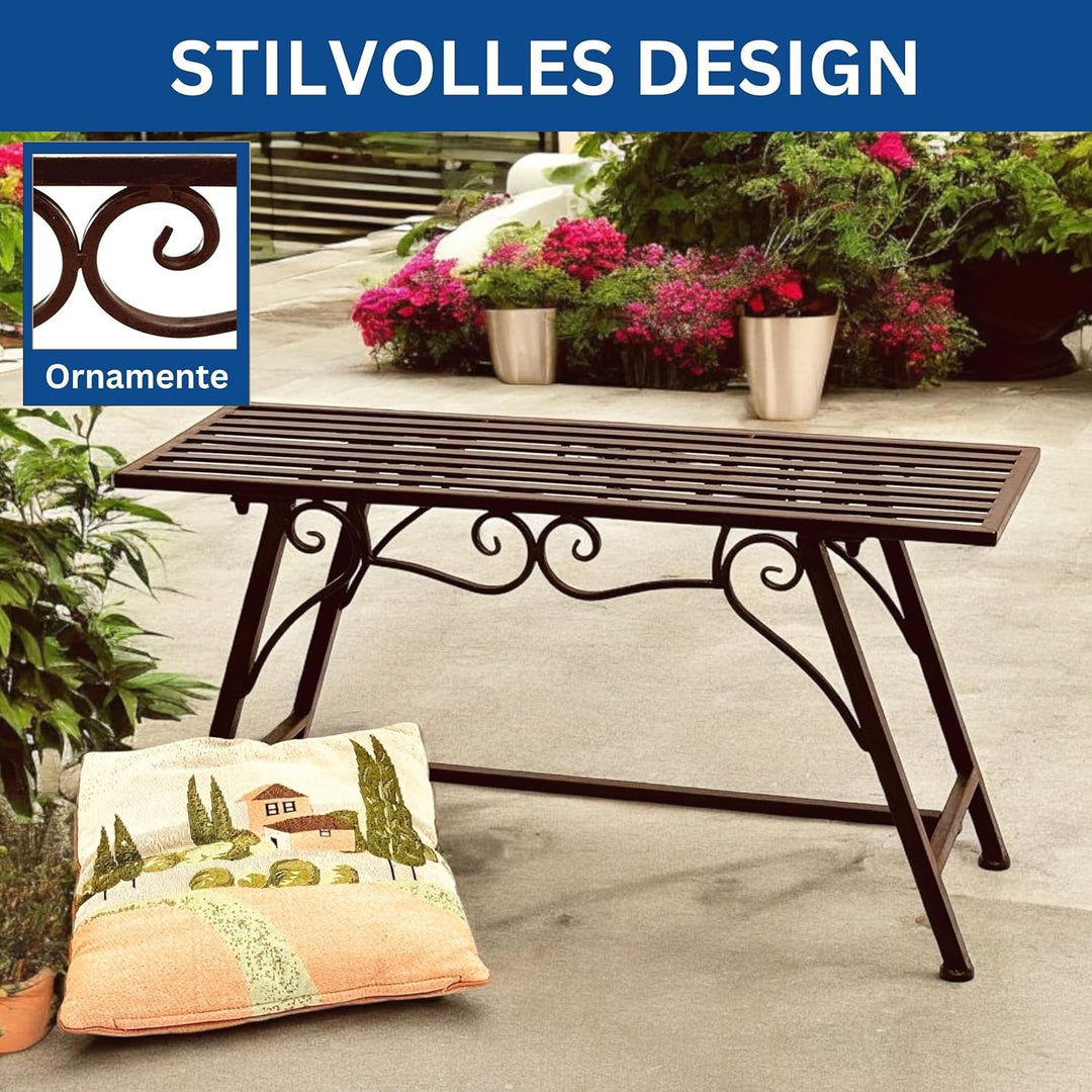San Marco Gartenbank Wetterfest Metall - 83 cm Sitzbank mit Ornamenten Cucciu S - Robuste Eisenbank