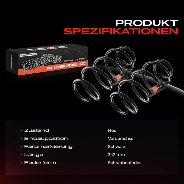 Frankberg 2x Federn Fahrwerksfeder Vorderachse Kompatibel mit Clio III BR0/1 CR0/1 2005-2010 Clio II