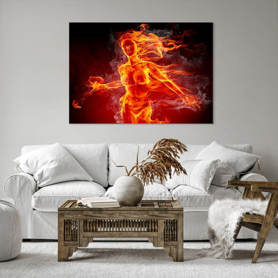 Bilder auf Leinwand 100x70cm Leinwandbild Frau Flammen Illustration Gross Wanddeko Bild Schlafzimmer