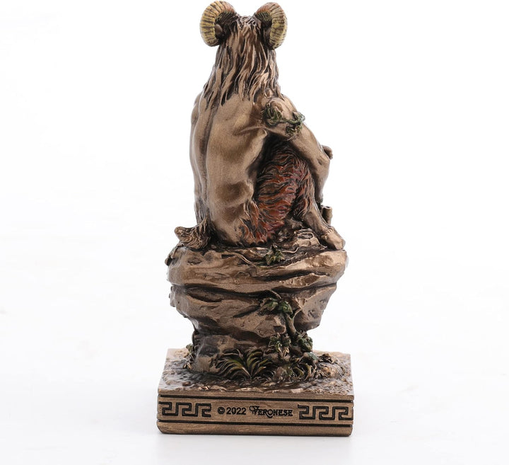 Veronese Design Pan Griechischer Gott der Wildnis, Kunstharz, handbemalt, Miniaturfigur Pan Bronze,