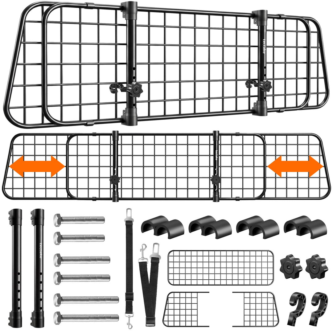 tectake® Hundegitter Auto, universal Hundeschutzgitter mit Variabler Breite, mobiler Kofferraumschut
