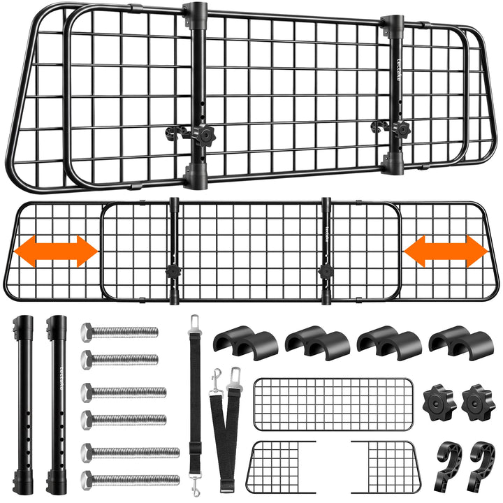 tectake® Hundegitter Auto, universal Hundeschutzgitter mit Variabler Breite, mobiler Kofferraumschut