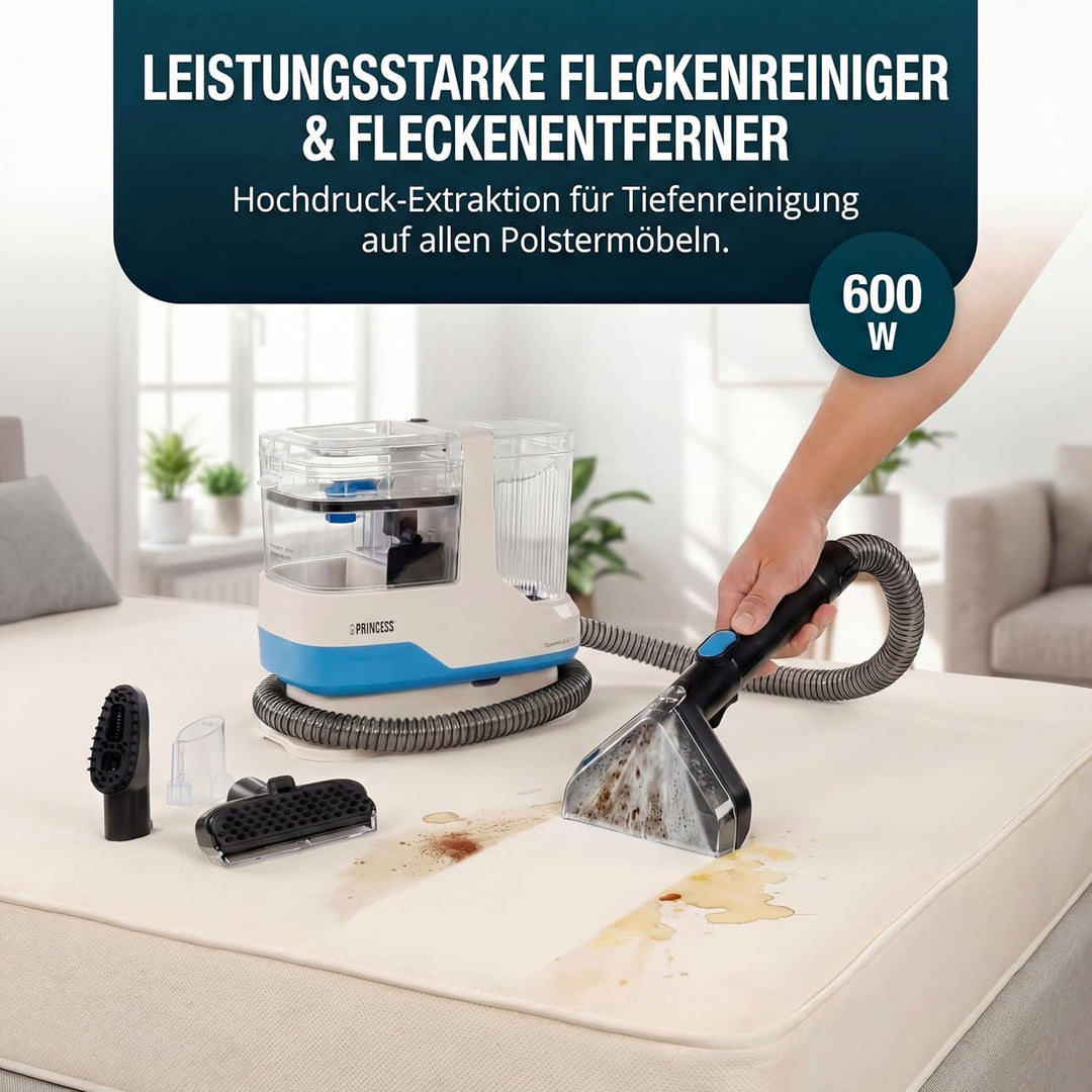 Princess Spot Master Cold Fleckenreiniger, 600 W Leistung, 1100 ml Frischwassertank, Kompakt und Lei