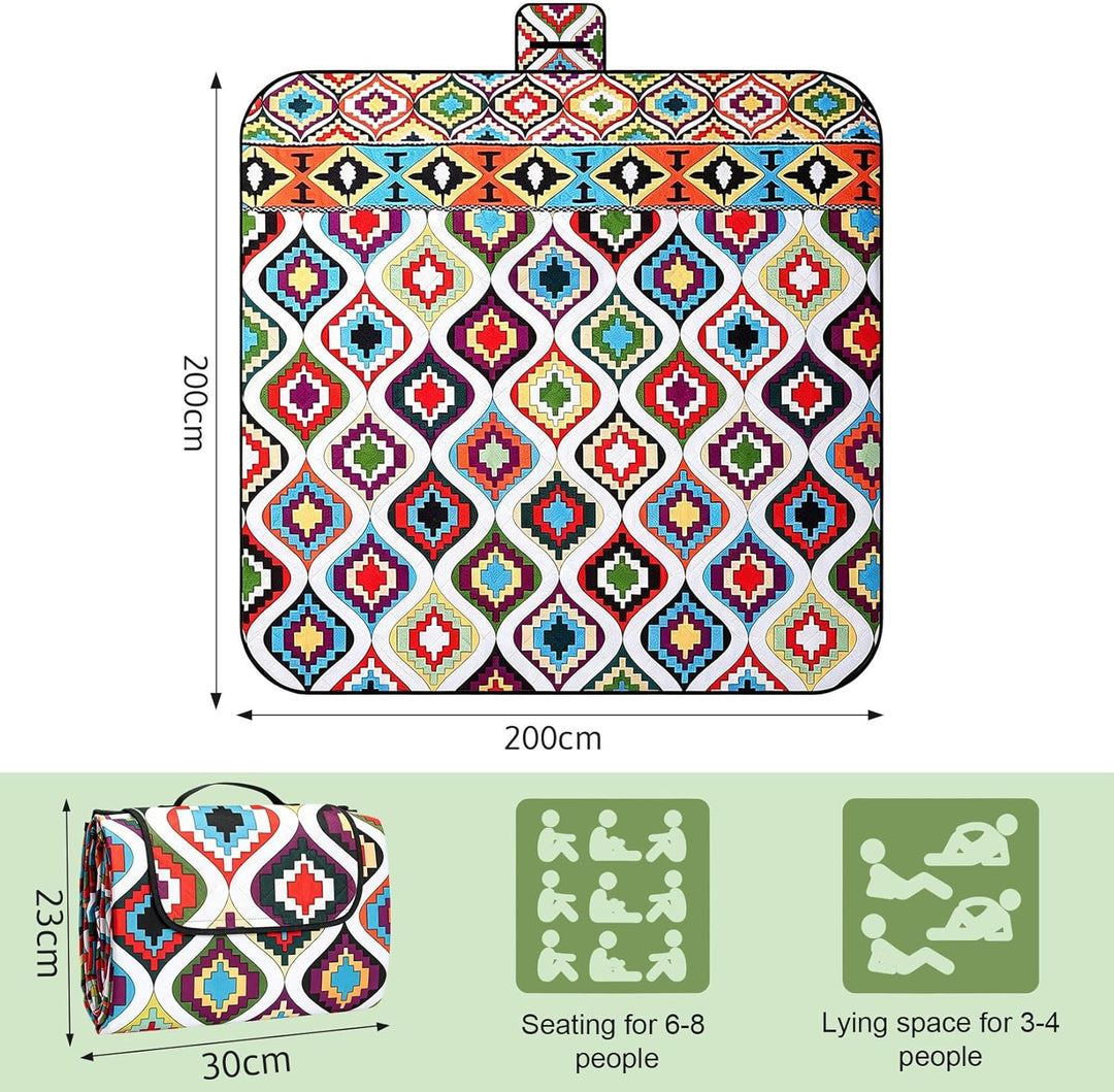 200x200 cm Picknickdecke Wasserdicht 210D Oxford Grosse Picknickbedarf Tragbare Picknickdecken Wasch