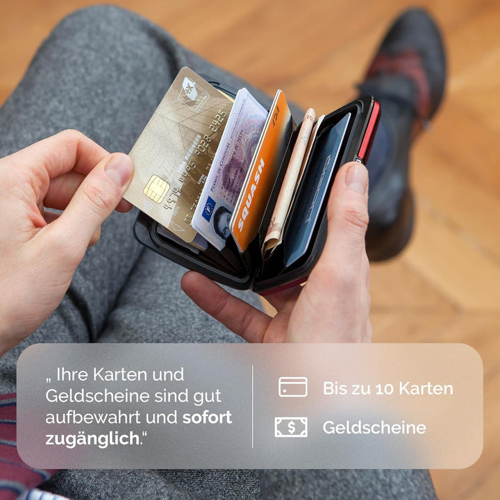 OGON Aluminium Geldbörse Smart Case V2 - Einfache Lagerung - Metallverschluss - Kartenetui mit RFID-