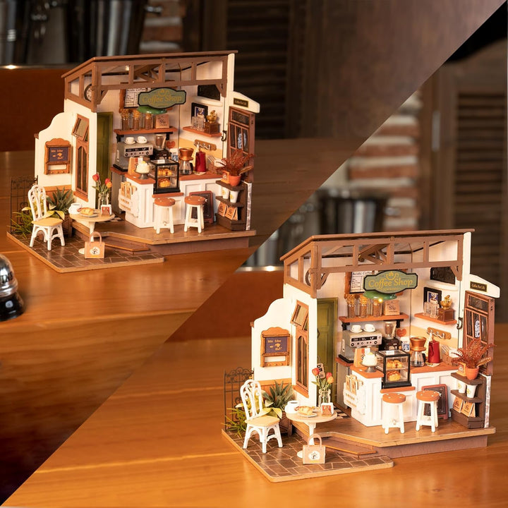 Rolife Puppenhäuser Miniatur Haus Kit mit Möbeln und LED-Licht Puppenhaus Holz Modellbausätze für Er