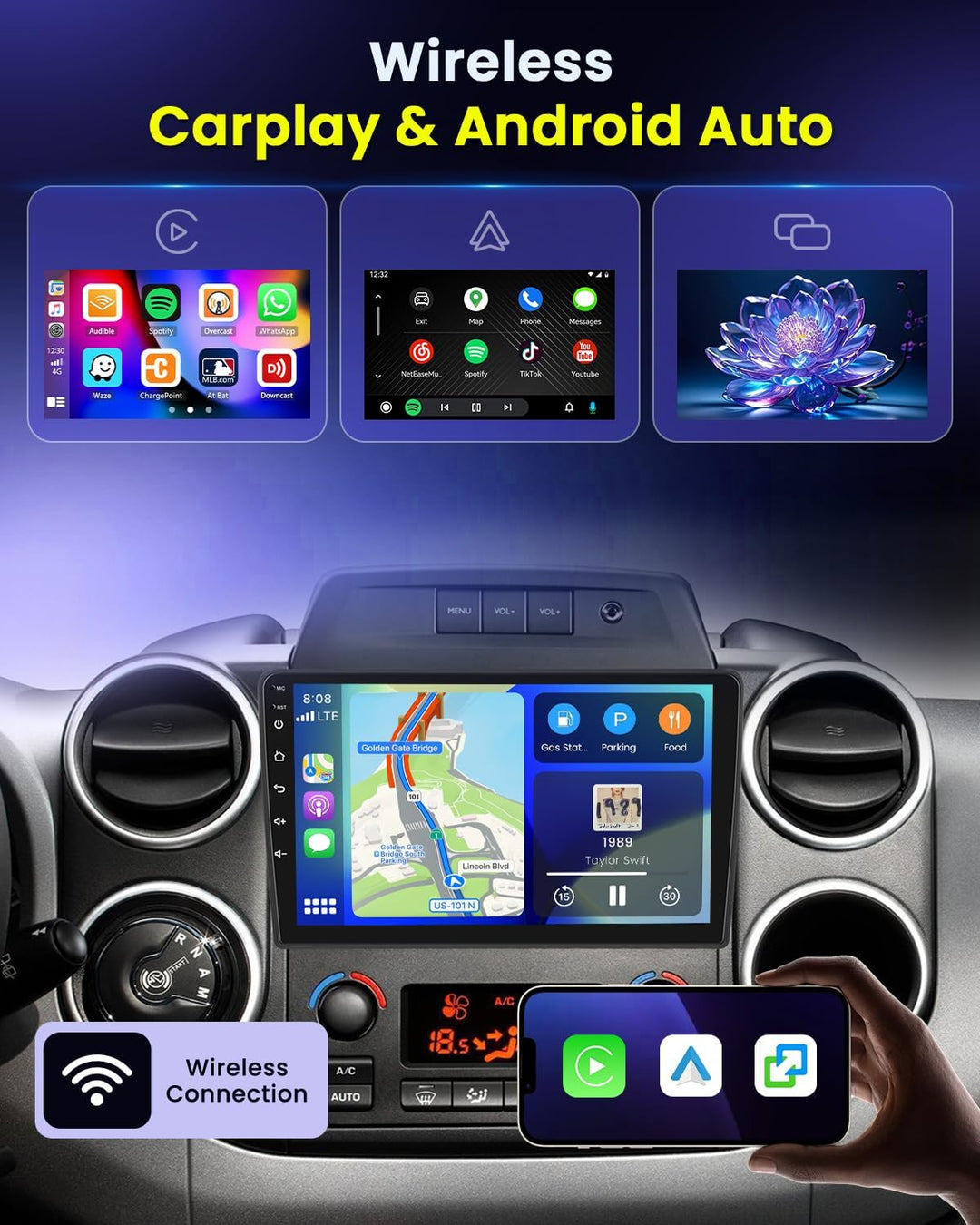 [Berlingo B9/Peugeot Partner] Autoradio Android CarPlay Android Auto | Android 15, 2+64G, 9 Zoll Tou