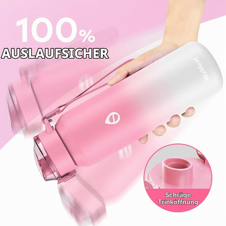 WEMEET 700ml Trinkflaschen mit Abnehmbarem Strohhalm, [18/10 Edelstahl] Wasserflasche mit Auslaufsic