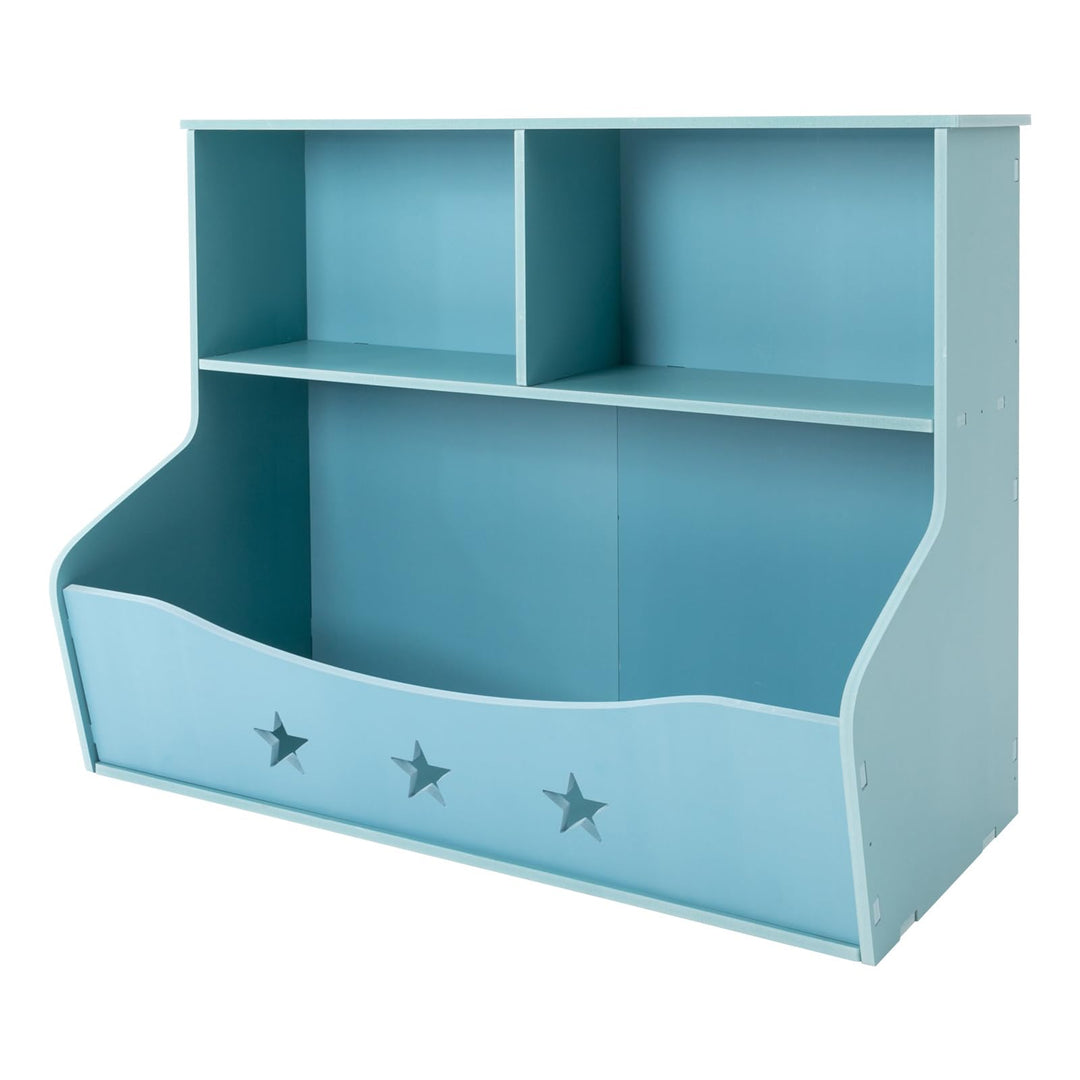 Kinder Bücherregal 2 Etagen 61.5cm Hellblau Standregal Spielzeug | PVC-Platte 50kg Tragkraft 2 Fäche