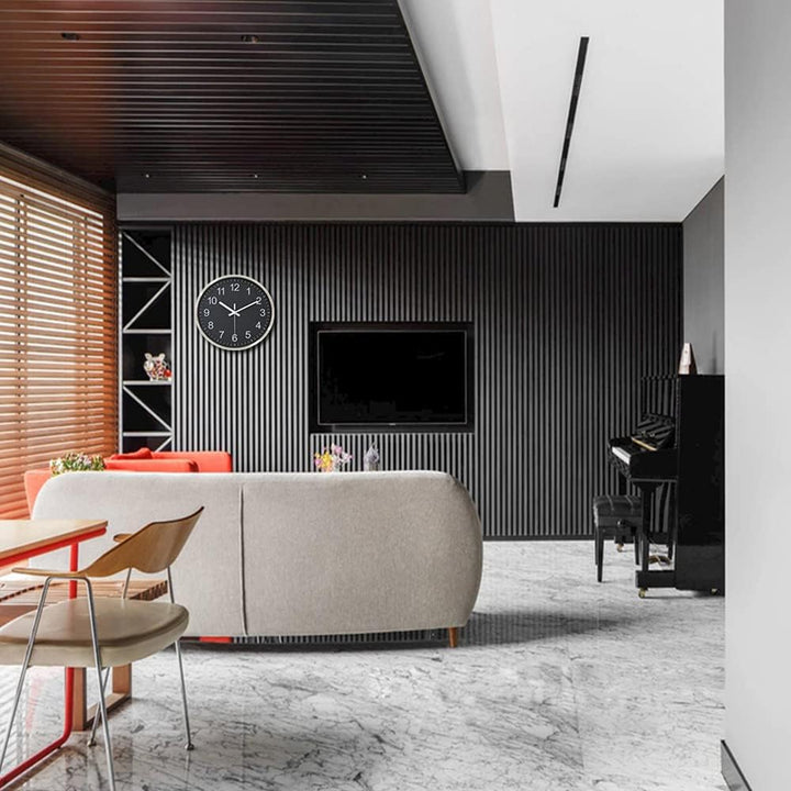 HZDHCLH 30cm geräuschlosem funkuhr wanduhr, digital Gross, für Wohnzimmer, Küche (Schwarz), Schwarz