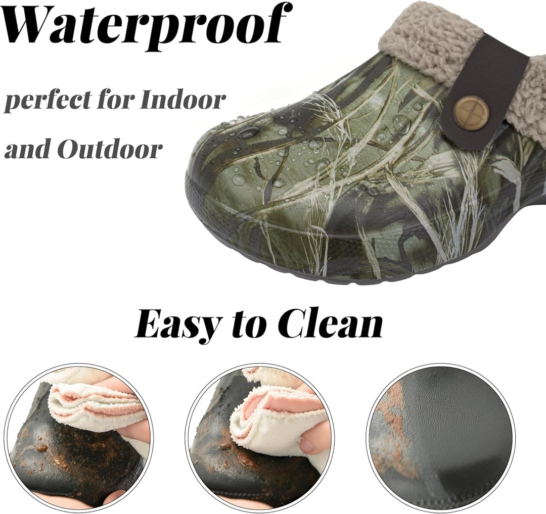 ChayChax Damen Clogs Gefüttert Herren Winter Hausschuhe Wasserdicht Warme Pantoffeln Plüsch Pantolet