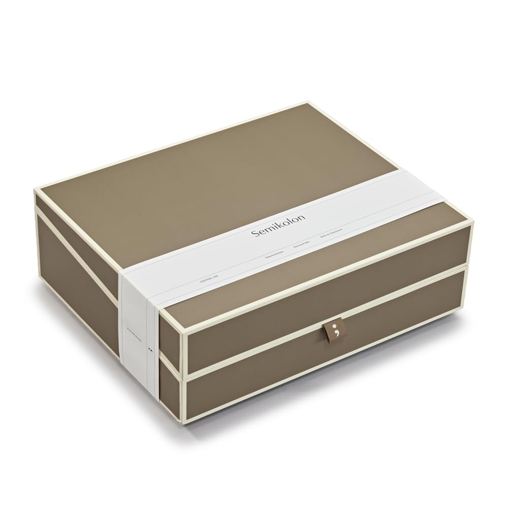 Semikolon 370087 Dokumentenbox – Aufbewahrungs-Box für Dokumente A4 – 31,5 x 26 x 10 cm – fango beig