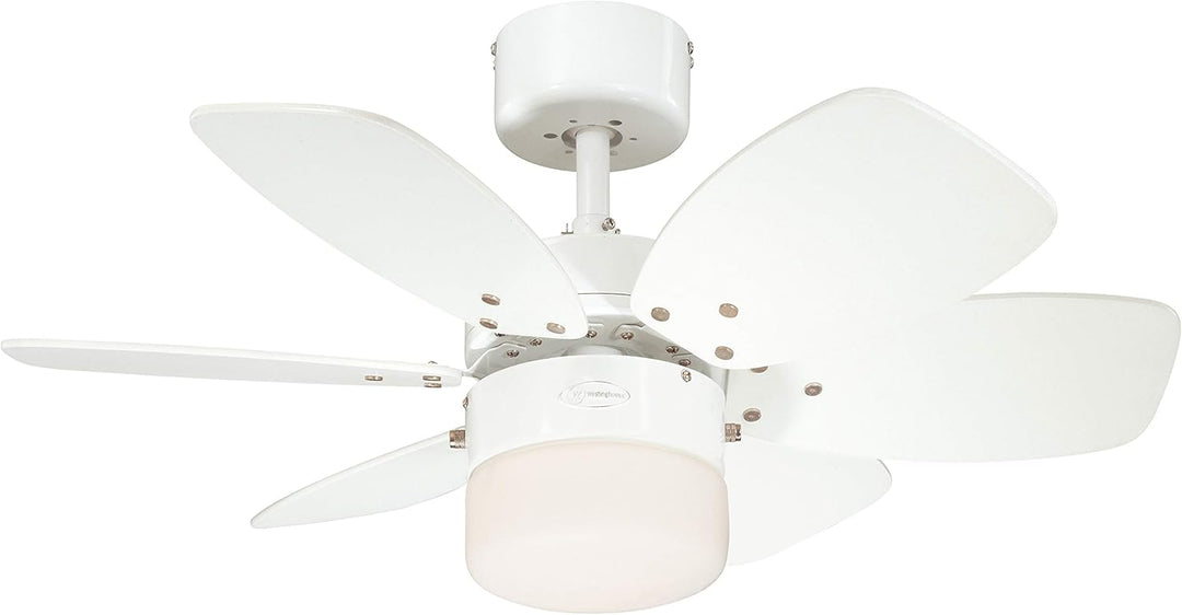 Westinghouse Lighting Deckenventilator, E27, Ausführung in Weiss mit Wendeflügeln in hellem Ahorn/we