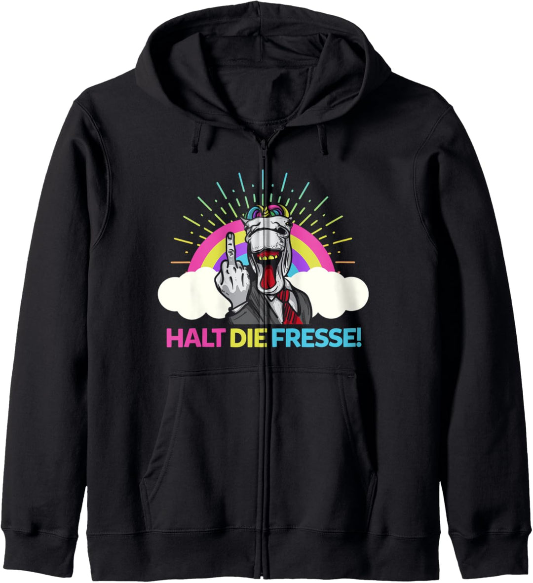 Einhorn Halt Die Fresse Lustig Kapuzenjacke