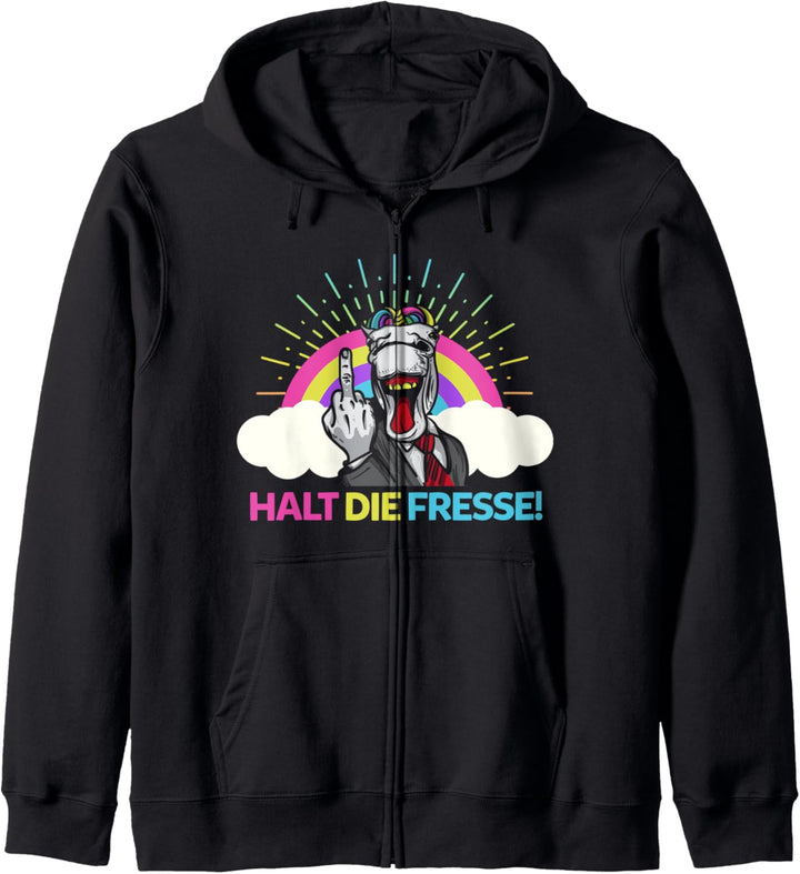 Einhorn Halt Die Fresse Lustig Kapuzenjacke