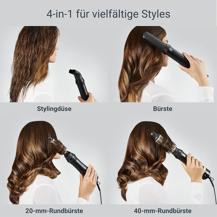 Rowenta Express Style 4-in-1 Warmluftbürste, inkl. 4 Aufsätze, Keramikbeschichtung, Care-Einstellung