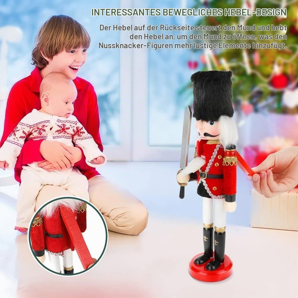 KAHEIGN 2Pcs Nussknacker Figuren Holz Nussknacker Soldaten, 30cm Traditionelle Weihnachten Nussknack
