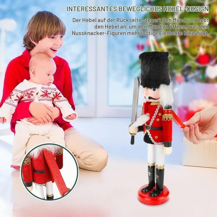 KAHEIGN 2Pcs Nussknacker Figuren Holz Nussknacker Soldaten, 30cm Traditionelle Weihnachten Nussknack