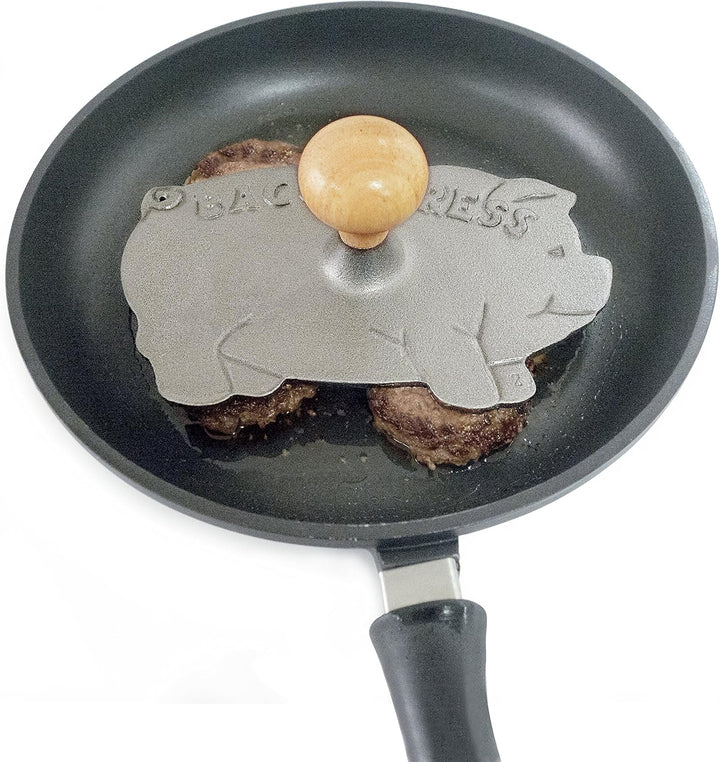 Norpro Speckpresse aus Gusseisen, Schweineform, mit Holzgriff, 21,5 cm