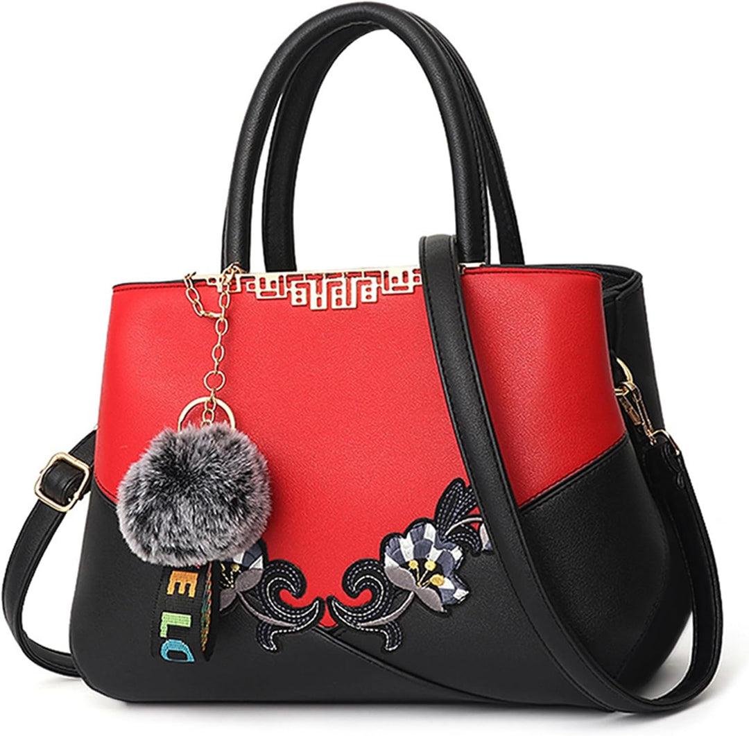 DORRISO Damen Handtasche Mode Stickdesign Schultertasche Grosse Kapazität Umhängetasche Casual Reise