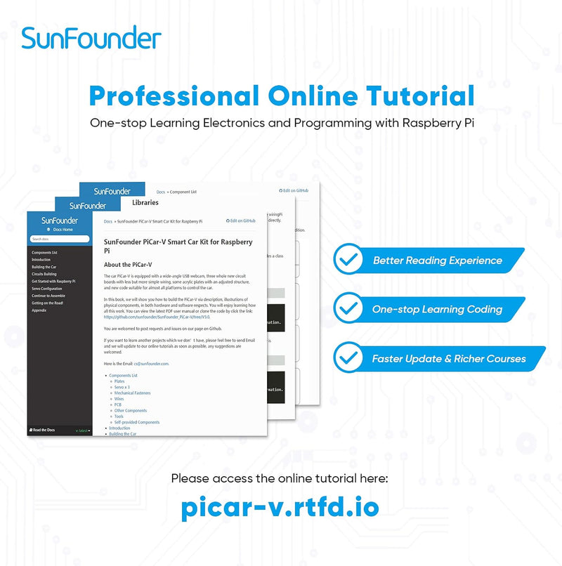 SUNFOUNDER Smart Video Car Kit V2.0 für Raspberry Pi 4 Model B 3B+ 3B Roboter Bausatz mit Graphical