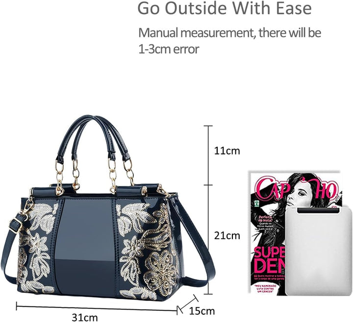 NICOLE&DORIS Handtasche Damen Schultertasche Mode Frauen Umhängetasche Lackleder Handtasche Damen Sh