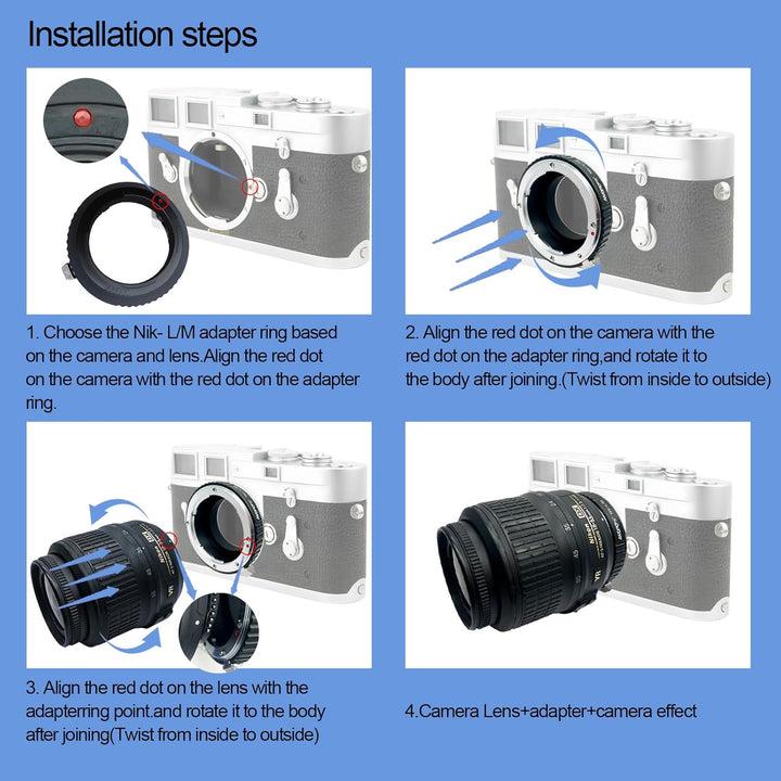 AI-LM Objektivadapter Adapterring,für Nikon AI F MountObjektiv Kompatibel auf für Leica M1,M2,M3,M4,