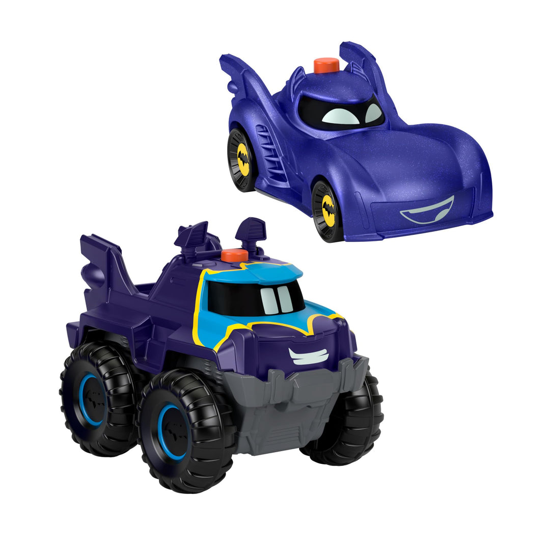 Fisher-Price Bathwheels Batmobil und Buff - Spielzeugauto-Set mit 2 Batwheels-Figuren im Massstab 1: