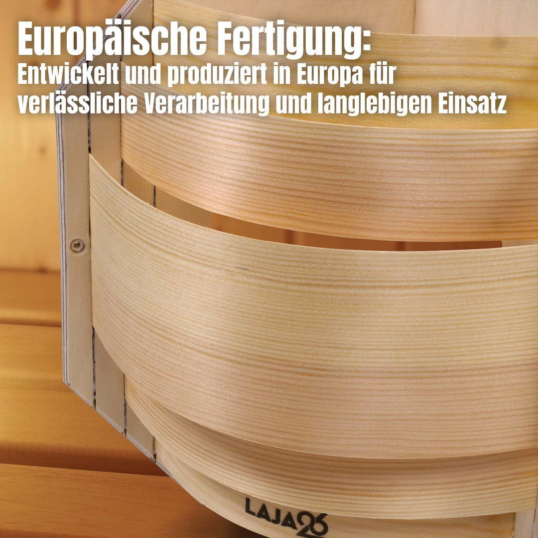 LaJa26 Sauna Eck-Lampenschirm Piazza - FSC Espenholz - Stimmungsvolles Saunalicht - Geeignet für Inn