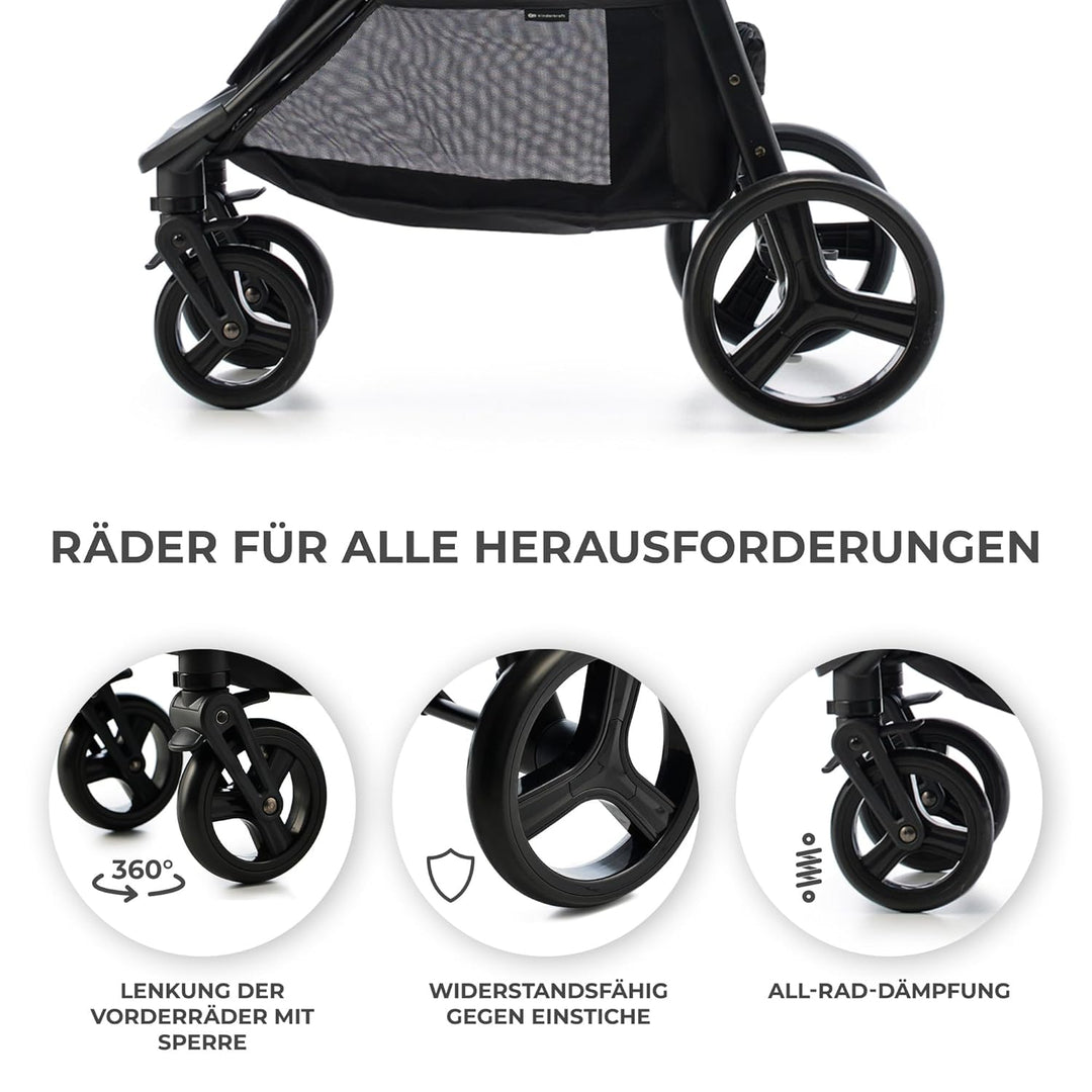 Kinderkraft RINE Buggy bis 22 kg, Kinderwagen, Mit einer Hand zusammenklappbar, wasserfestes Verdeck