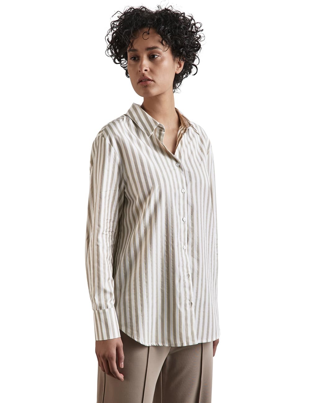Street One Damen Gestreifte Hemdbluse 36 Breezy Beige, 36 Breezy Beige
