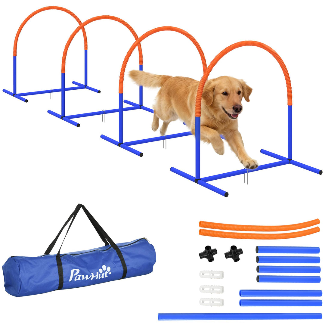 PawHut Hunde-Agility-Trainingsgeräte, Hund Agility Set, 4-teilges Agilityset für ältere Hunde, Hunde
