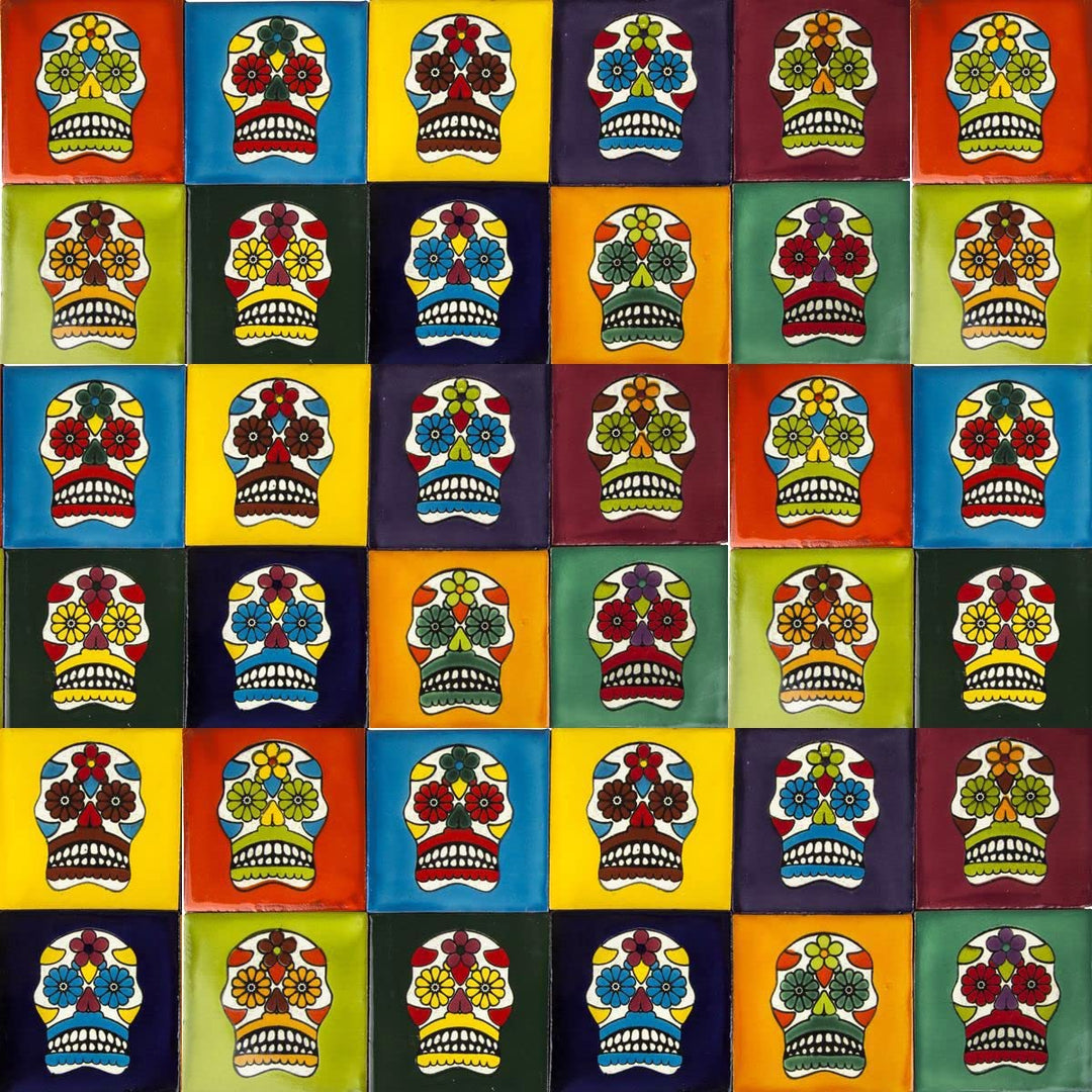 Cerames Mexikanische Keramische Fliesen Calaveras - 30 dekorative mexikanische mosaik fliesen für Ba
