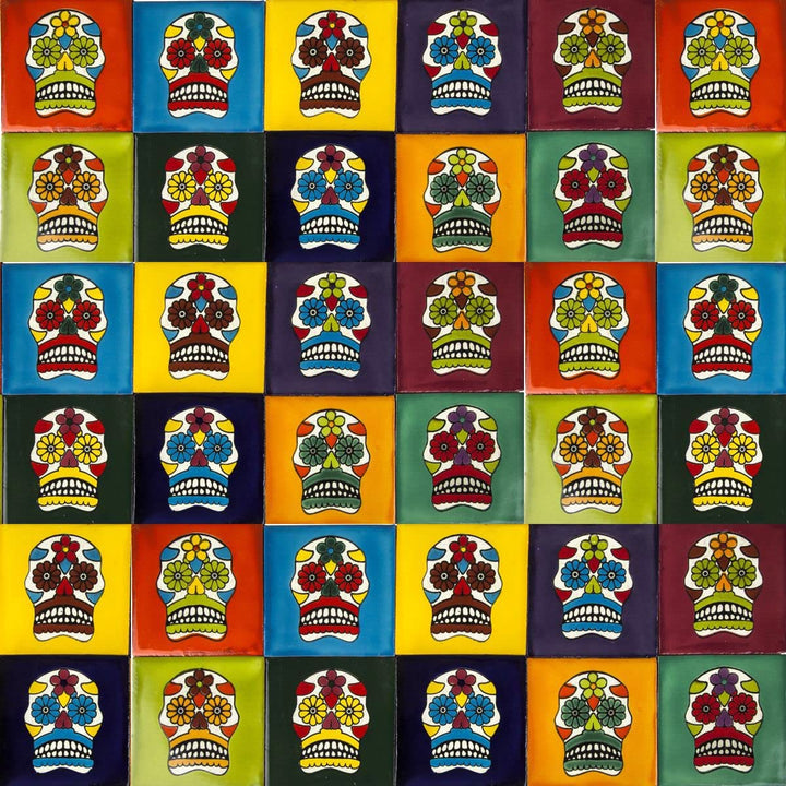 Cerames Mexikanische Keramische Fliesen Calaveras - 30 dekorative mexikanische mosaik fliesen für Ba